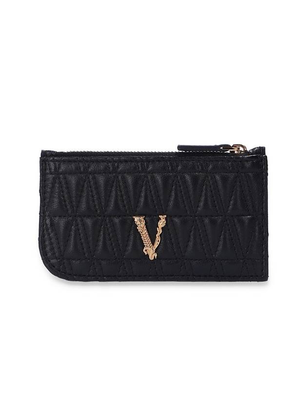 Women's Logo Leather Card Wallet Black - VERSACE - BALAAN 1