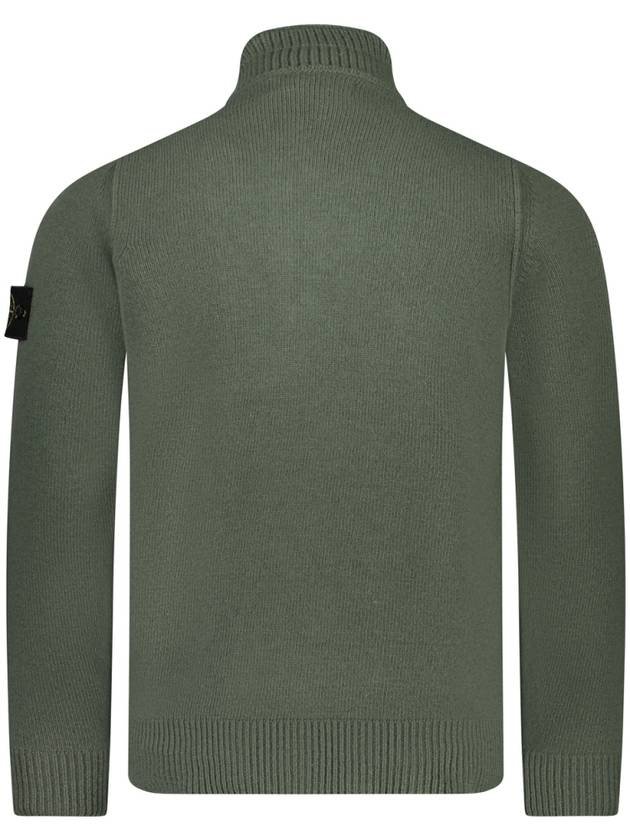 Wappen Patch Half Button Lambswool Knit Top Musk Green - STONE ISLAND - BALAAN 3