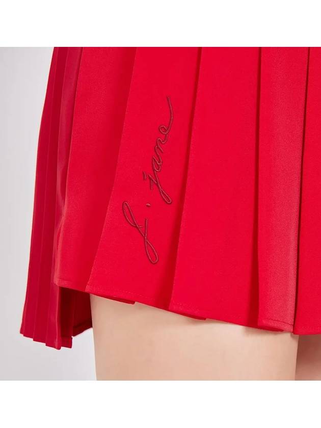 Women s Golf Wear Asymmetric Color Pleated Skirt Rose Red - J JANE - BALAAN 4