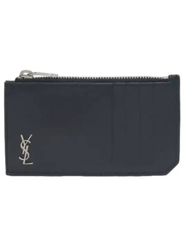 Mini Monogram Zipper Card Case Black Wallet - SAINT LAURENT - BALAAN 1