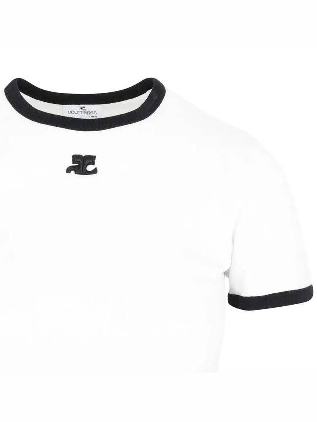 Contrast Signature Short Sleeve T-Shirt White - COURREGES - BALAAN 5