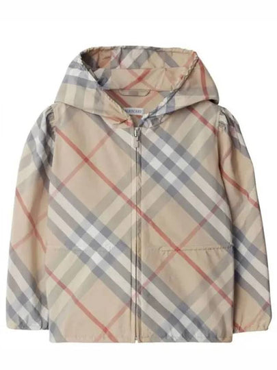 Kids Check Hooded Zip-Up Jacket Pale Stone - BURBERRY - BALAAN 2