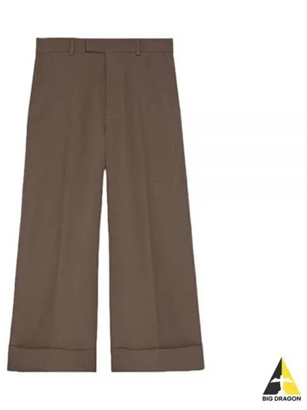 Textured Gabardine Cropped Straight Pants Brown - GUCCI - BALAAN 2