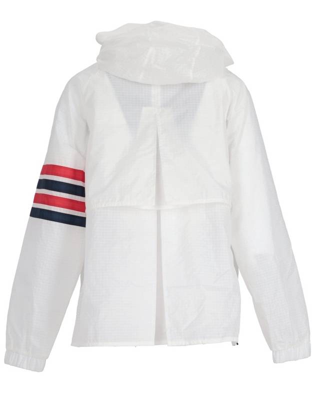 4 Bar Ripstop Polyamide Windbreaker White - THOM BROWNE - BALAAN 5