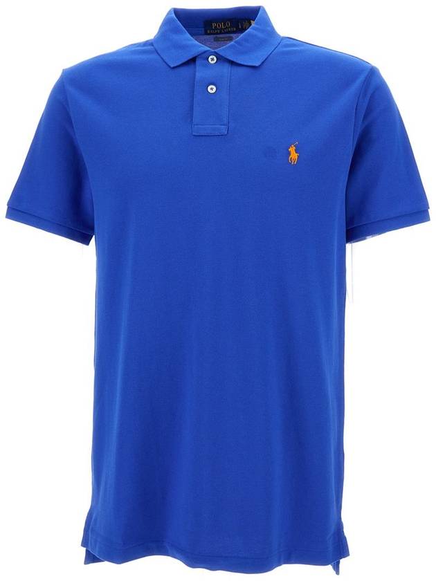 Men's Pony Slim Fit Short Sleeve Polo Shirt Blue - POLO RALPH LAUREN - BALAAN 3