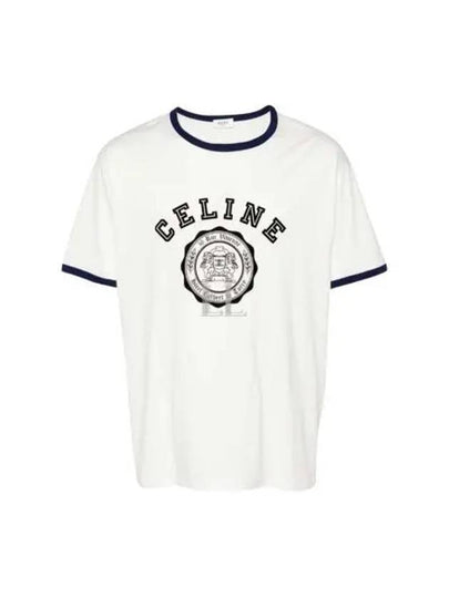 Blason Loose Cotton Jersey Short Sleeve T-Shirt Off White - CELINE - BALAAN 2