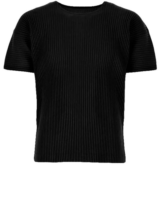 Pleated Short Slevee T-Shirt Black - ISSEY MIYAKE - BALAAN 2