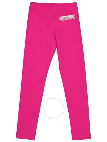 Moschino Girls Fuxia Logo Embroidered Leggings, Size 12Y - MOSCHINO - BALAAN 1