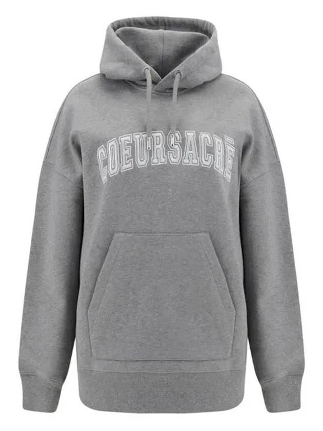 Coeur Sacre Embroidered Lettering Logo Hoodie Grey - AMI - BALAAN 2