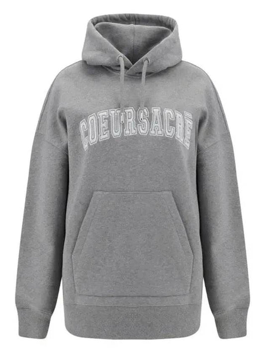 Coeur Sacre Embroidered Lettering Logo Hoodie Grey - AMI - BALAAN 2