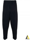 Tapered Pleated Straight Pants Navy - ISSEY MIYAKE - BALAAN 2