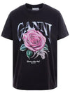 Basic Rose Relax Jersey Short Sleeve T-Shirt Black - GANNI - BALAAN 3