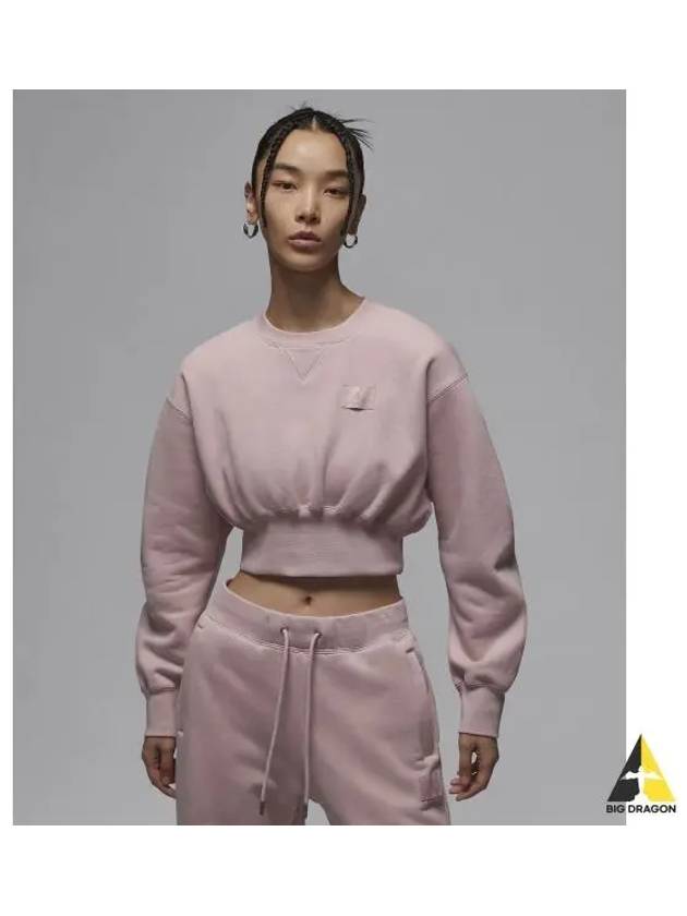 Jordan Flight Fleece Crop Top W Pink Oxford FV7153 601 - NIKE - BALAAN 1