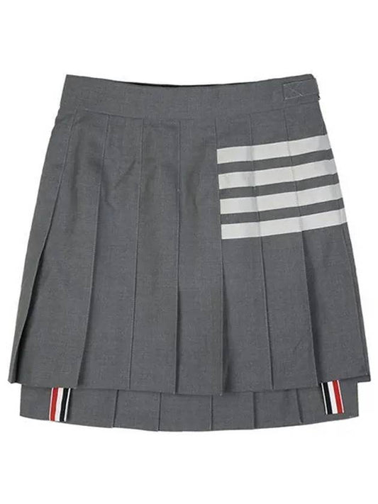 4 Bar Plain Weave Mini Pleated Skirt Grey - THOM BROWNE - BALAAN 2