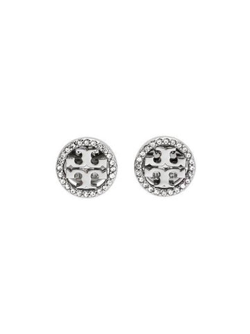 Miller Crystal Stud Earrings Silver - TORY BURCH - BALAAN 1