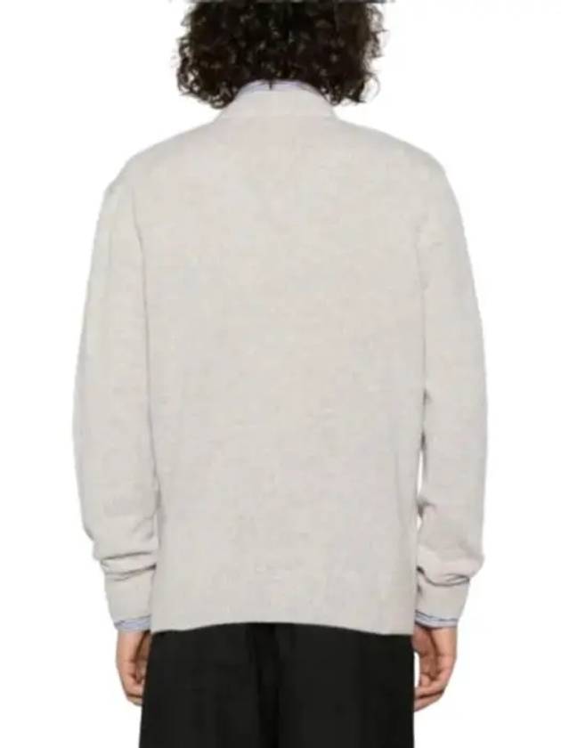 Baby Fox Patch V-neck Cardigan Light Grey - MAISON KITSUNE - BALAAN 6