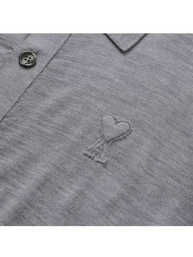 De Coeur Logo Wool Cardigan Heather Grey - AMI - BALAAN 4