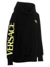 Logo Printed Drawstring Hoodie Black - VERSACE - BALAAN 3