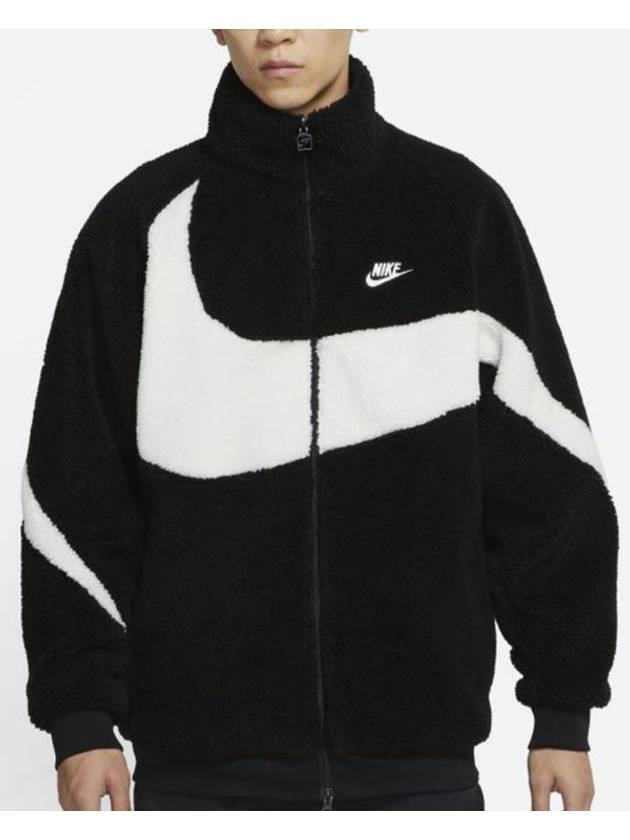 Big Swoosh Fleece Full Zip Jacket Black - NIKE - BALAAN 5