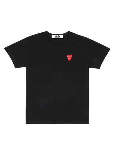 Play Men's Small Double Red Heart Wappen Short Sleeve T-Shirt P1 T288 1 Black - COMME DES GARCONS - BALAAN 1