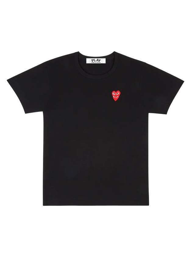 Play Men's Small Double Red Heart Wappen Short Sleeve T-Shirt P1 T288 1 Black - COMME DES GARCONS - BALAAN 1