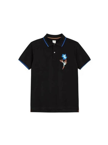 Flower embroidery pique polo shirt black 270281 - PAUL SMITH - BALAAN 1