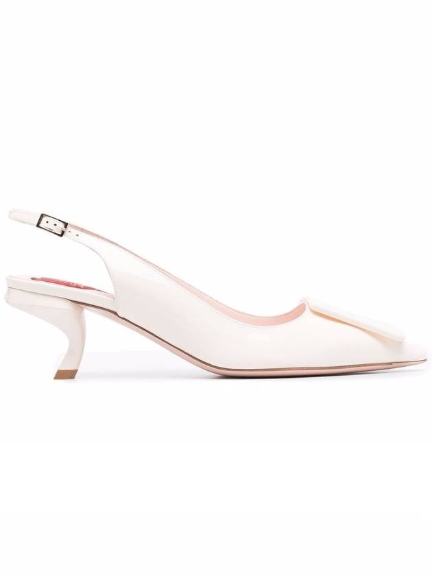 Women's Bergul Lacquer Buckle Slingback Heel White - ROGER VIVIER - BALAAN 1