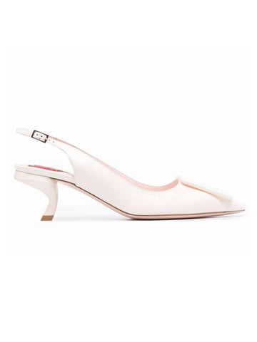 Women's Bergul Lacquer Buckle Slingback Heel White - ROGER VIVIER - BALAAN 1