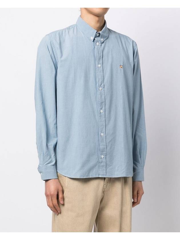 Foxhead Embroidered Classic Long Sleeve Shirt Washed Indigo - MAISON KITSUNE - BALAAN 3