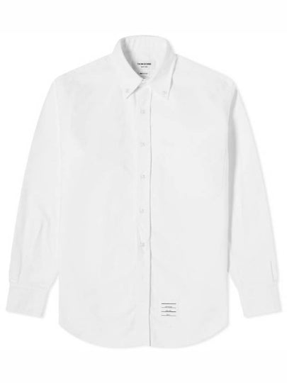 Men's Logo Patch Classic Cotton Long-Sleeve Shirt White - THOM BROWNE - BALAAN 2