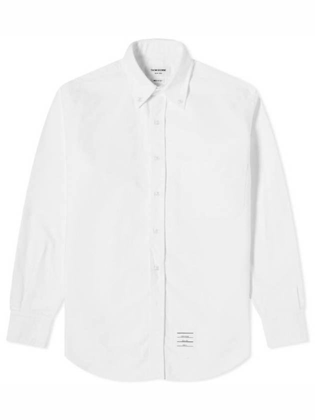 Men's Logo Patch Classic Cotton Long-Sleeve Shirt White - THOM BROWNE - BALAAN 2