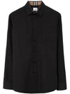 Embroidered EKD Stretch Cotton Long Sleeve Shirt Black - BURBERRY - BALAAN 2