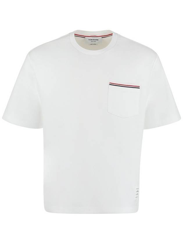 Cotton Oversized Pocket Short Sleeve T-Shirt White - THOM BROWNE - BALAAN 1
