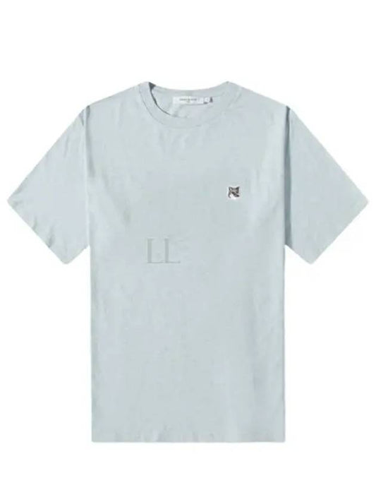 Grey Fox Head Patch Classic Short Sleeve T-Shirt Light Blue - MAISON KITSUNE - BALAAN 2