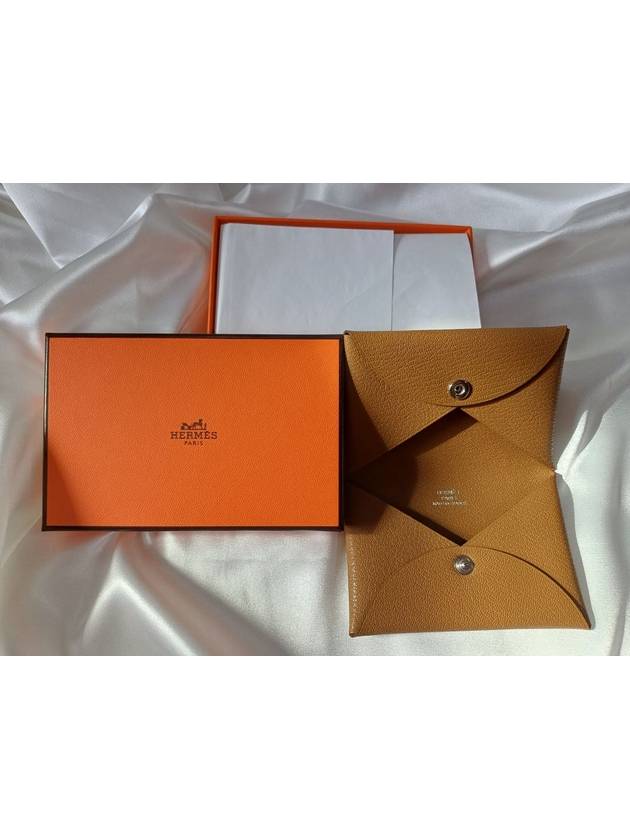 Calvi Card Holder Shamkilla Goatskin Palladium Hardware Bronze Dor H078382CKU8 - HERMES - BALAAN 5