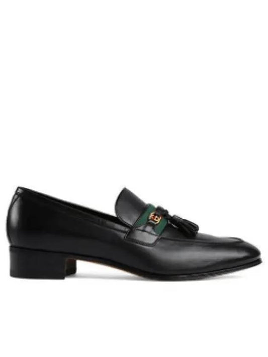 Men's Web Interlocking G Embellished Tassel Loafers Black - GUCCI - BALAAN 2