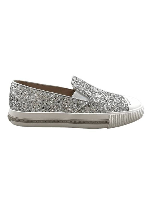 Donna Glitter Slip-On Silver - MIU MIU - BALAAN 1