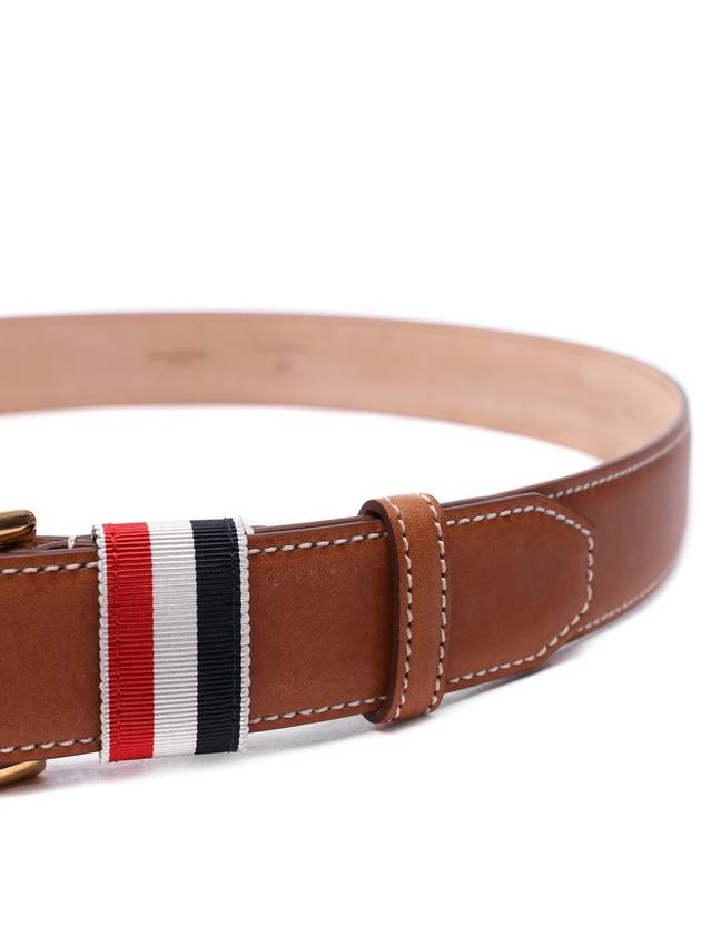 Three Stripe Tab Leather Belt Brown - THOM BROWNE - BALAAN 6