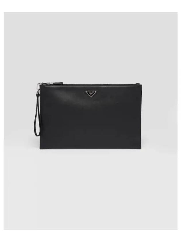 Saffiano Leather Clutch Bag Black - PRADA - BALAAN 2