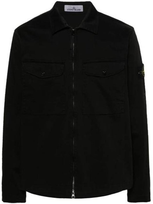 Two-pocket Overshirt Zip-up Jacket Black - STONE ISLAND - BALAAN 1