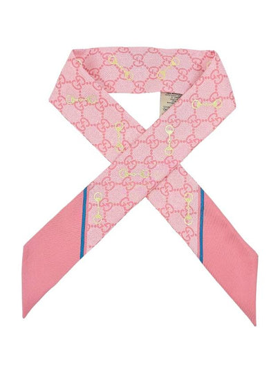 GG Print Horsebit Silk Neck Bow Twilly Scarf Light Pink - GUCCI - BALAAN 2