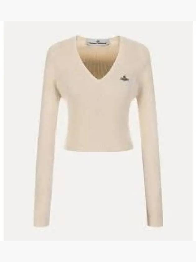 Bea Cropped V-Neck Knit Top Ivory - VIVIENNE WESTWOOD - BALAAN 2