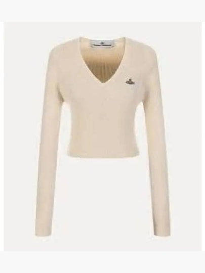 Bea Cropped V-Neck Knit Top Ivory - VIVIENNE WESTWOOD - BALAAN 2