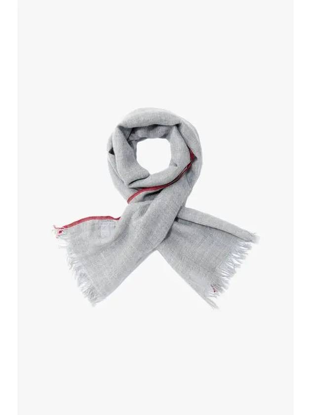 Men s Color Matching Line Silk Cashmere Scarf Melange Gray - BRUNELLO CUCINELLI - BALAAN 1