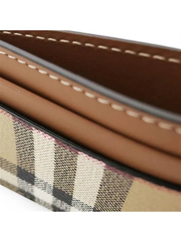 Check Print Leather Card Holder Beige - BURBERRY - BALAAN 5