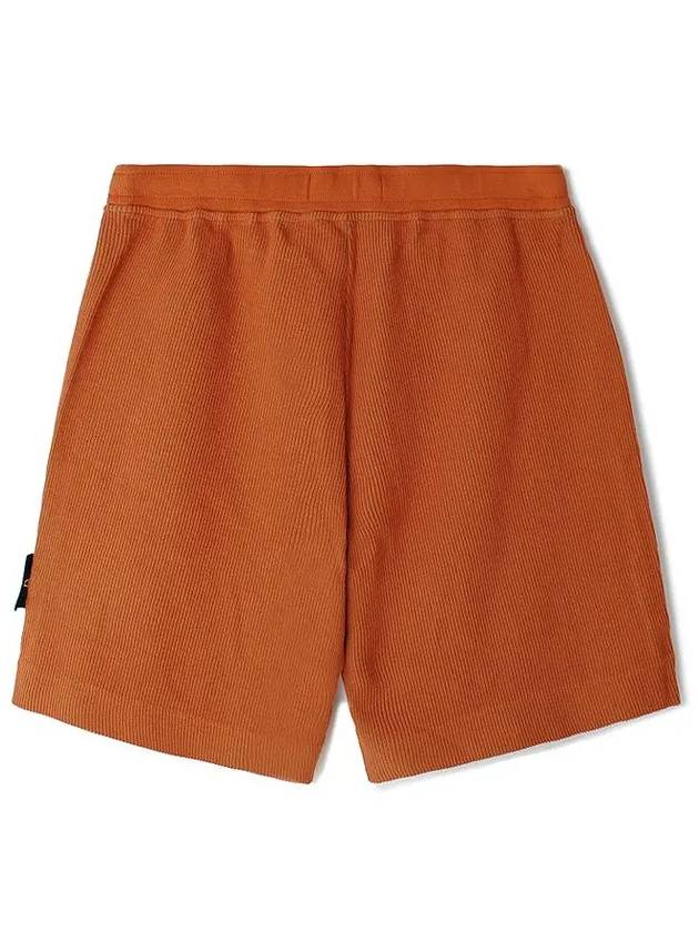 Men's Wappen Patch Ribbed Training Shorts Orange - STONE ISLAND - BALAAN 3