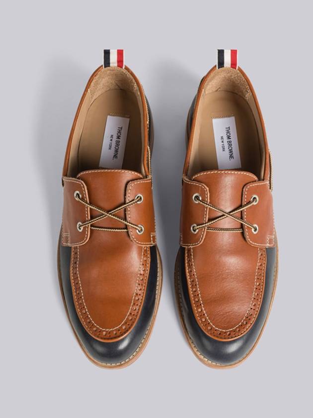 Vachetta Two-Tone Leather Boat Camel - THOM BROWNE - BALAAN 4