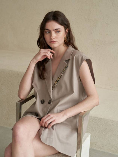 overfit color combination sleeveless linen jacket - CAHIERS - BALAAN 2