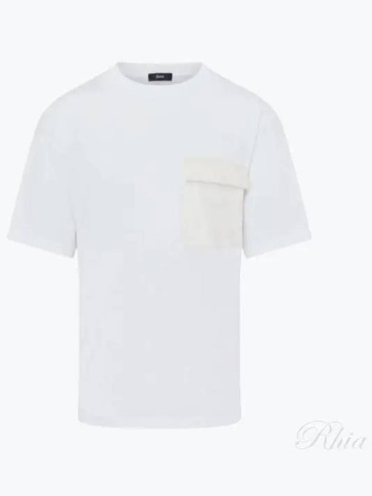 Flap Pocket Cotton Short Sleeve T-Shirt White - HERNO - BALAAN 2