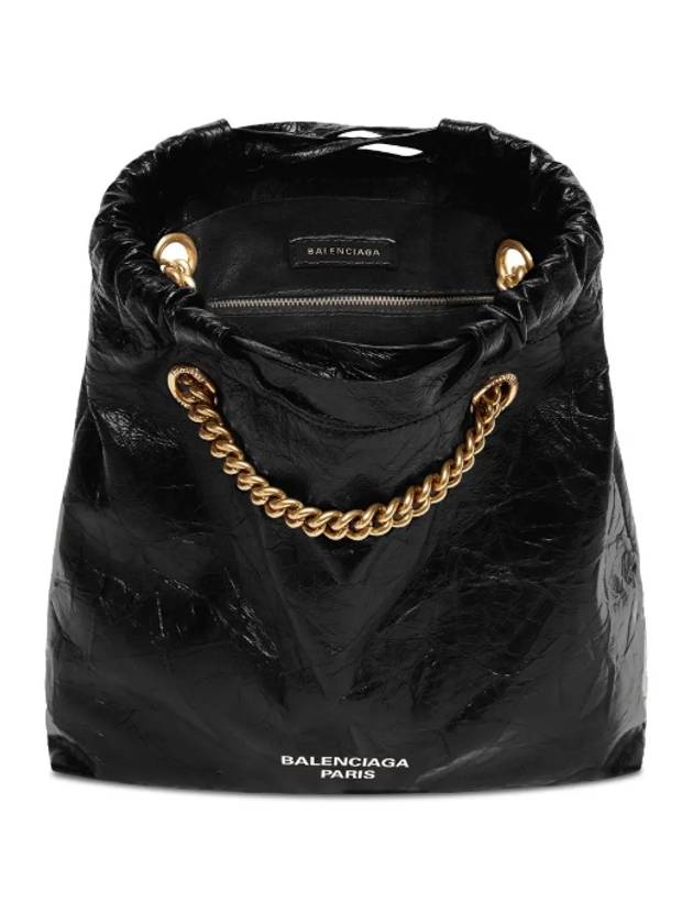 Crush Small Leather Shoulder Bag Black - BALENCIAGA - BALAAN 6